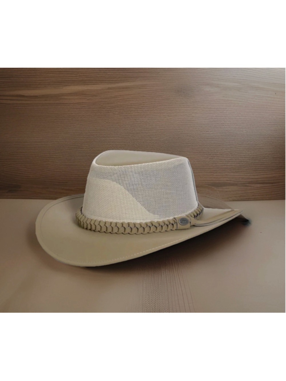 Conner Handmade Hats Aussie Cooling Soakable Golf Hat 8" Rim Khaki Mesh